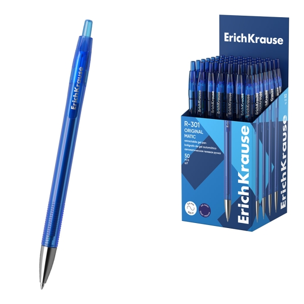 ErichKrause R-301 Original Gel Matic Boligrafo Retractil - Punta de 0.5mm - Trazo 0.4mm - Color Azul