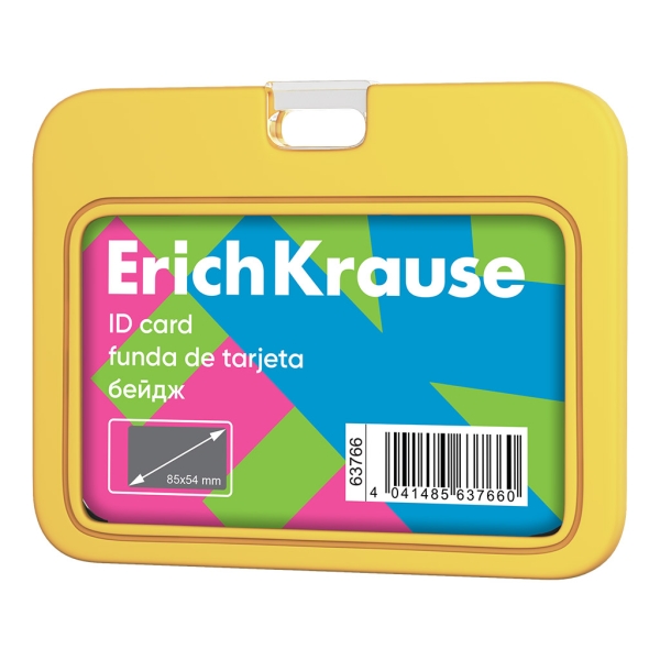 ErichKrause Neon Funda para Tarjeta - Orientacion Horizontal - Silicona - Formato 54x85mm - Color Amarillo