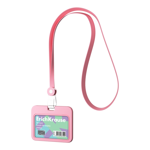 ErichKrause Pastel Funda para Tarjeta con Colgante - Orientacion Horizontal - Silicona - Incluye Colgante - Formato 54x85mm - Color Rosa