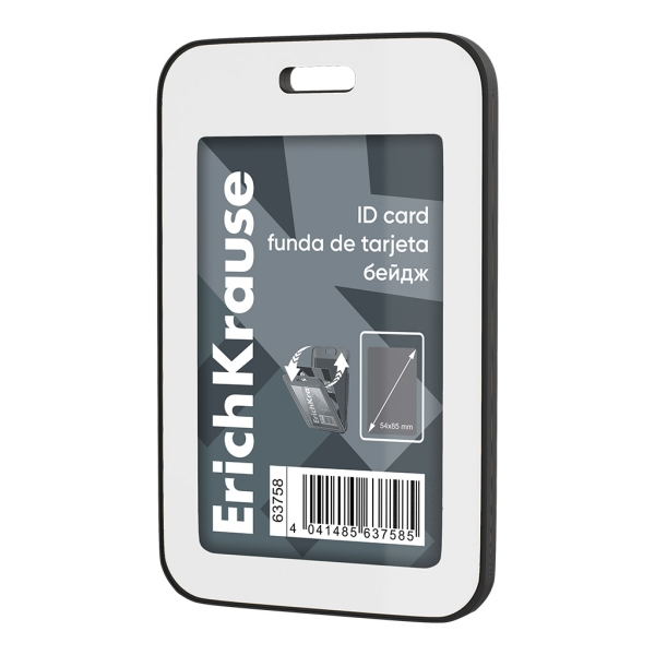 ErichKrause Funda para Tarjeta - Orientacion Vertical - Polipropileno - Formato 54x85mm - Color Negro/Blanco