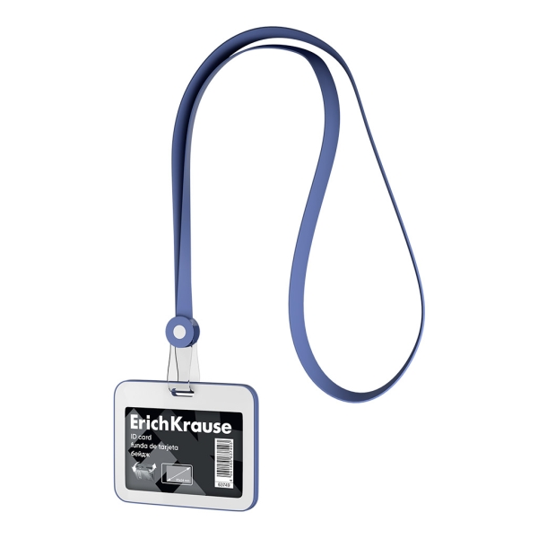 ErichKrause booklet Funda para Tarjeta con Colgante - Orientacion Horizontal - Silicona - Incluye Colgante - Formato 54x85mm - Color Azul/Blanco