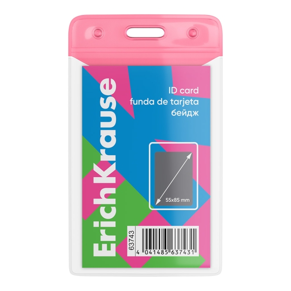 ErichKrause Neon Funda para Tarjeta - Orientacion Vertical - PVC - Formato 55X85mm - Color Rosa