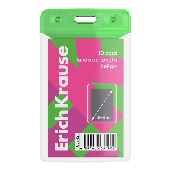 ErichKrause Neon Funda para Tarjeta - Orientacion Vertical - PVC - Formato 55X85mm - Color Verde