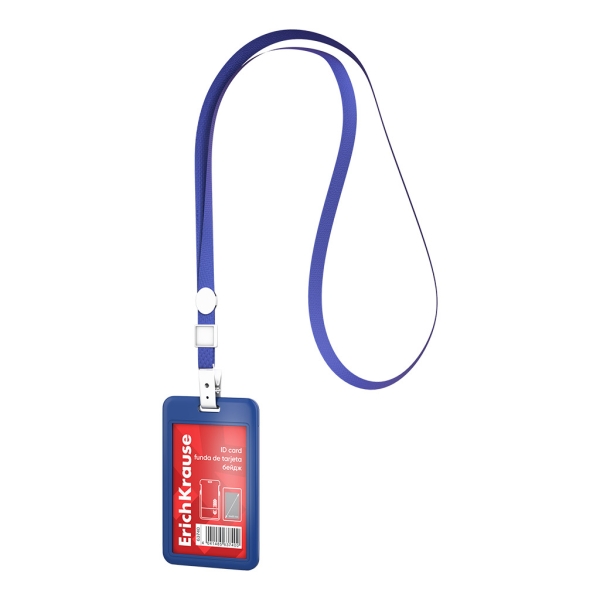 ErichKrause Funda para Tarjeta con Colgante - Orientacion Vertical - Plastico Abc - Incluye Colgante - Formato 54x85mm - Color Azul