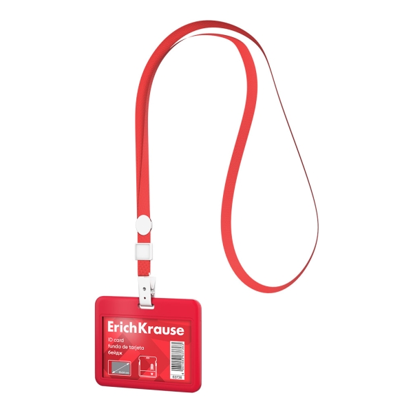 ErichKrause Funda para Tarjeta con Colgante - Orientacion Horizontal - Plastico Abc - Incluye Colgante - Formato 54x85mm - Color Rojo