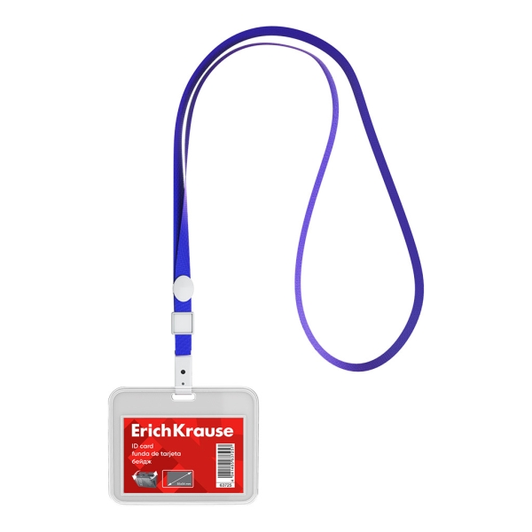 ErichKrause Funda para Tarjeta con Colgante - Orientacion Horizontal - Polipropileno - Incluye Colgante Azul - Formato 54x85mm - Color Transparente