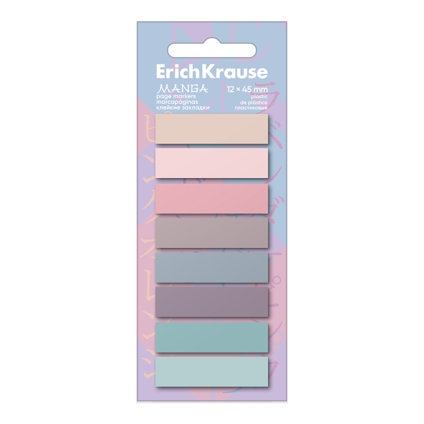 ErichKrause Manga Pack de 8 Blocs de 20 Marcadores de Pagina - Reposicionables - Plastico - 12x45mm - Colores Surtidos