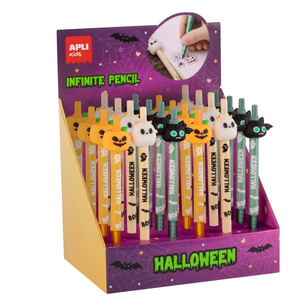 Apli Kids Halloween Expositor con 24 Lapices Infinitos - 3 Modelos Diferentes