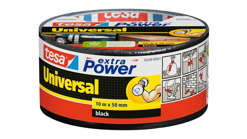 Tesa Extra Power Universal Cinta Adhesiva Americana Multiusos 50mm x 10 Metros - Fuerte Poder de Pegado - Se Rompe Facilmente con la Mano - Resistente a la Intemperie - Color Negro