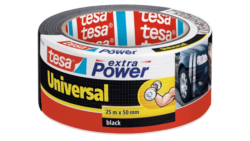 Tesa Extra Power Universal Cinta Adhesiva Americana Multiusos 50mm x 25 Metros - Fuerte Poder de Pegado - Se Rompe Facilmente con la Mano - Resistente a la Intemperie - Color Negro
