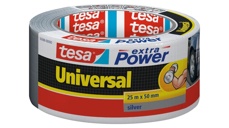 Tesa Extra Power Universal Cinta Adhesiva Americana Multiusos 50mm x 25 Metros - Fuerte Poder de Pegado - Se Rompe Facilmente con la Mano - Resistente a la Intemperie - Color Gris