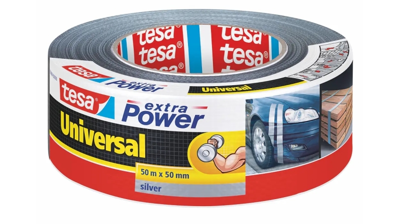 Tesa Extra Power Universal Cinta Adhesiva Americana Multiusos 50mm x 50 Metros - Fuerte Poder de Pegado - Se Rompe Facilmente con la Mano - Resistente a la Intemperie - Color Gris