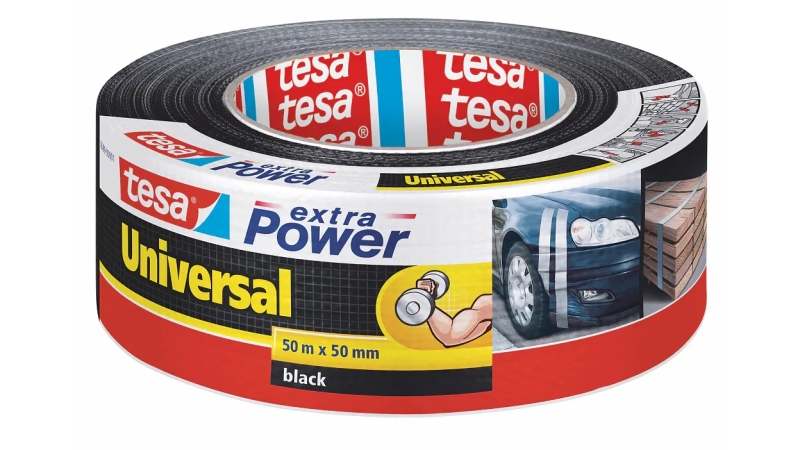 Tesa Extra Power Universal Cinta Adhesiva Americana Multiusos 50mm x 50 Metros - Fuerte Poder de Pegado - Se Rompe Facilmente con la Mano - Resistente a la Intemperie - Color Negro