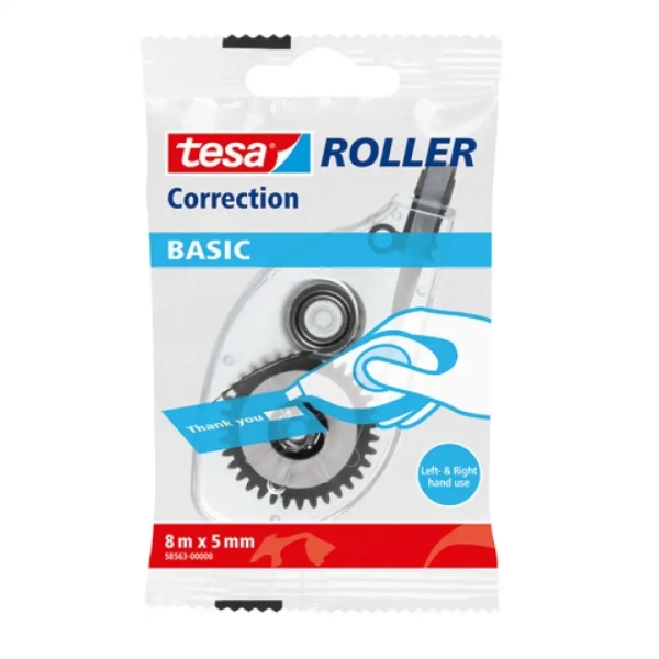 Tesa Basic Cinta Correctora 5mmx8m - Uso Ambidiestro