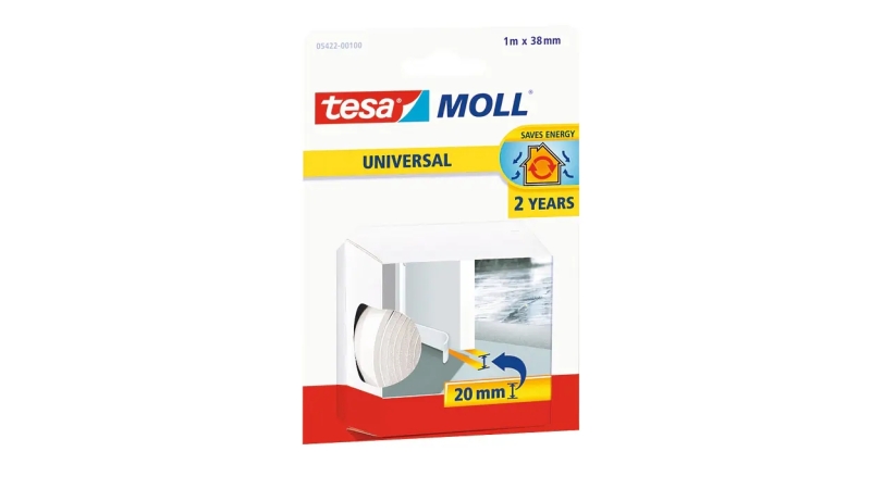 Tesa Moll Umbral Universal Aislante Multiusos 1m x 38mm - Fabricado en Espuma de PVC - Color Blanco