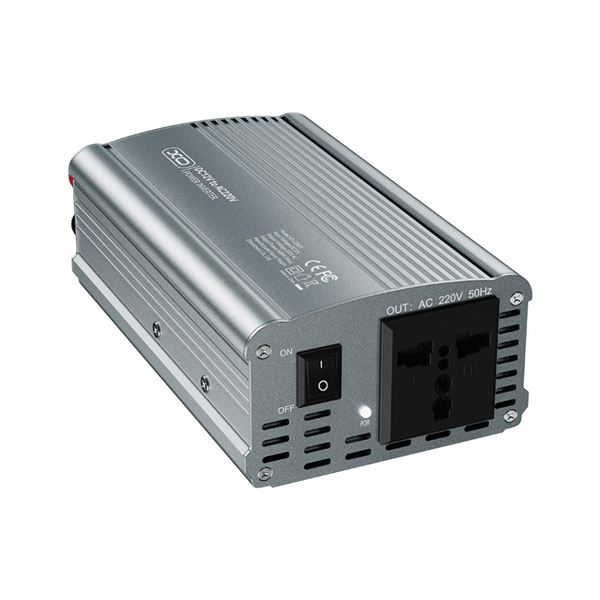 XO CZ021 Inversor de Corriente - Potencia 500W - 12V a 220V - Frecuencia 50Hz - Eficiencia 80% - Carcasa de Aluminio - Protecciones Integradas - Indicador Luminoso - 210x100x60mm - Color Gris