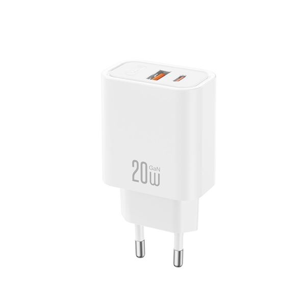 XO CE40 Cargador de Pared - USB-A 20W - USB-C 20W - Power Delivery - Quick Charge - Color Blanco
