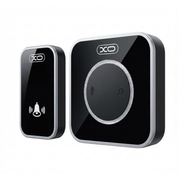 XO SF11 Timbre Inalambrico - Alcance hasta 300m - 60 Tonos - Aviso Luminoso LED - ABS - Instalacion sin Obra - Receptor Enchufable - Aviso Luminoso - Color Negro