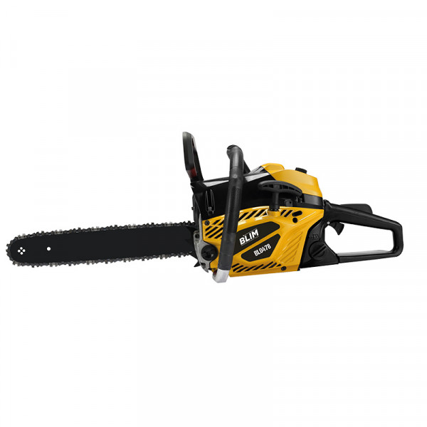 Blim Motosierra a Gasolina - Cilindrada 45cc - Potencia 1700W - Espada 455mm - 2 Tiempos - Peso 7kg - Deposito 550ml - Lubricacion Automatica - Color Amarillo y Negro