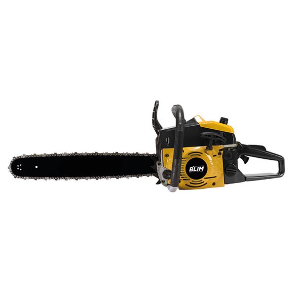 Blim Motosierra a Gasolina - Cilindrada 63.3cc - Potencia 2400W - Espada 505mm - 2 Tiempos - Peso 7.5kg - Deposito 550ml - Lubricacion Automatica - Color Amarillo y Negro