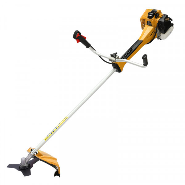 Blim Desbrozadora a Gasolina - Cilindrada 51.7cc - Potencia 1.6kW - 2 Tiempos - Eje 28mm - Cuchilla 3T - Cabezal de Hilo de Nylon - Arnes Profesional - Corte 255/415mm - Color Amarillo y Negro