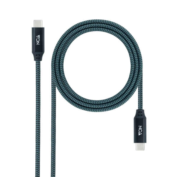 Nanocable Cable USB-C - Longitud 1m - 20Gbps - Carga de 100W - 5A - Video 4K a 60Hz - Chip E-mark - Compatible con Thunderbolt 3 - Conectores de Aluminio - Color Gris y Negro
