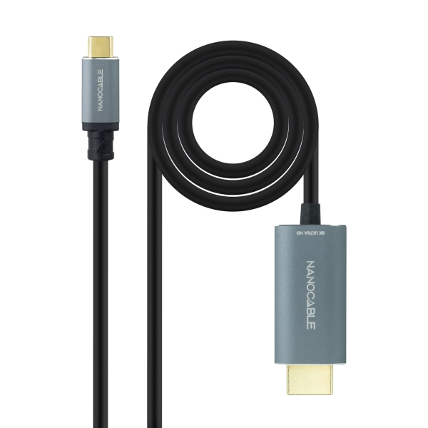 Nanocable Cable Conversor de Video - USB-C a HDMI 2.1 - 8K a 60Hz - Longitud 1.8m - Macho a Macho - Color Negro