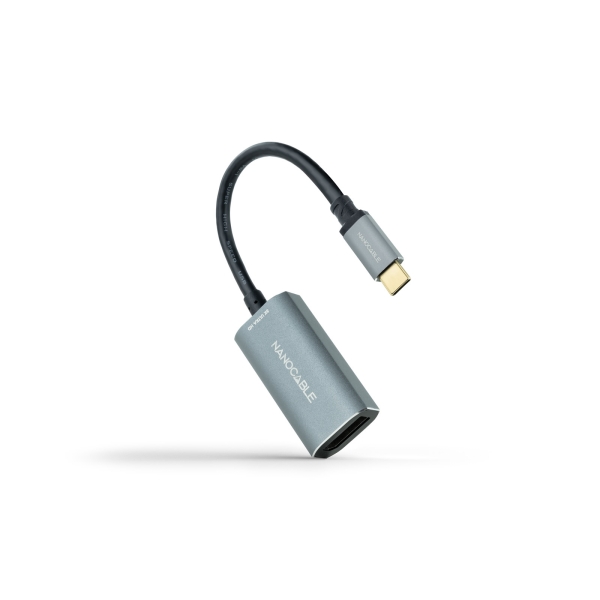 Nanocable Conversor de Video - USB-C a DisplayPort - Resolucion 8K a 60Hz - Carcasa de Aluminio - Longitud 15cm - Color Gris