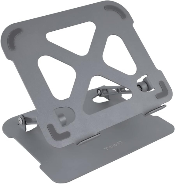 Tooq Soporte Elevador para Portatil - Aluminio - Equipos de 11-17.3" - Altura Regulable de 30 a 280mm - Plegable - Inclinacion Ajustable - Almohadillas Antideslizantes - Color Gris