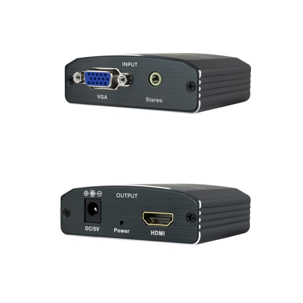 Nanocable Conversor de Video - VGA y Audio a HDMI - Jack 3.5mm - Alimentacion Externa - Conectores Hembra - Color Negro