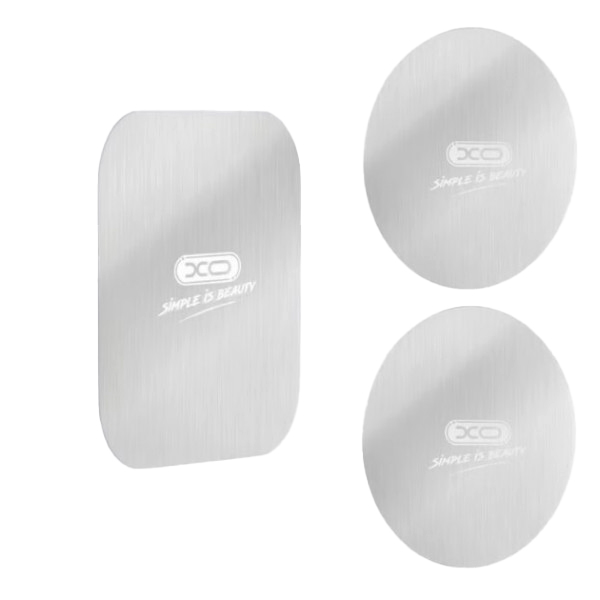 XO Pack de 3 Laminas Magneticas para Smartphone - 2 Redondas y 1 Rectangular - Compatible con Soportes Magneticos - Adhesivas - Universal - Color Blanco