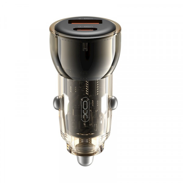XO CC60 Cargador de Coche - Potencia 60W - USB-A y USB-C - 30W por Puerto - 12-24V - Power Delivery - Quick Charge - Protecciones Integradas - Color Negro