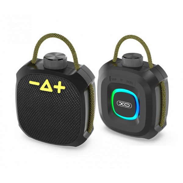 XO F77 Altavoz Portatil - IP66 - Bluetooth 5.3 - Bateria 1200mAh - Linterna RGB - 7 Efectos de Luz - AUX y Tarjeta microSD - Manos Libres - ABS y Tela - Color Negro