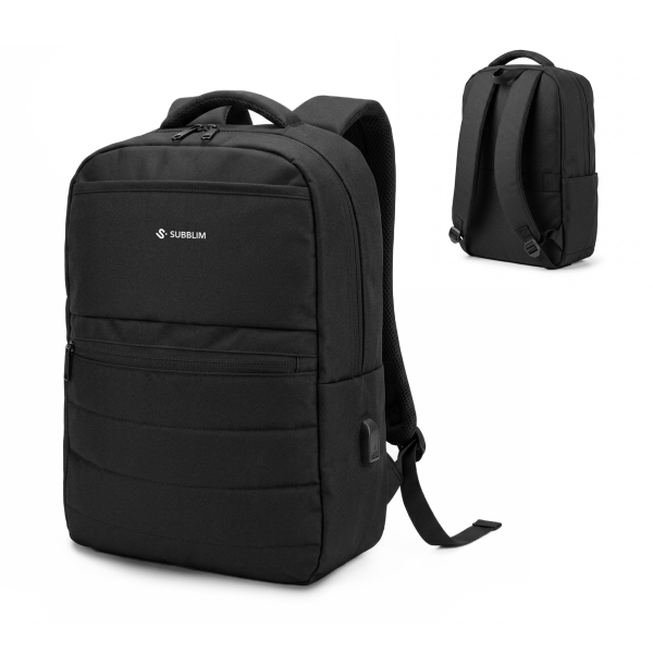 Subblim Compact Mochila para Portátil 15,6" - Capacidad 15L - Resistente al agua - Puerto USB-C - Color Negro