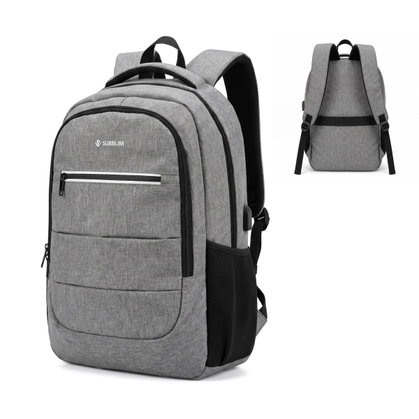 Subblim City Plus Mochila para Portátil 16" - Capacidad 26L - Resistente al agua - Puerto USB-C - Bolsillo Reflectante - Color Gris