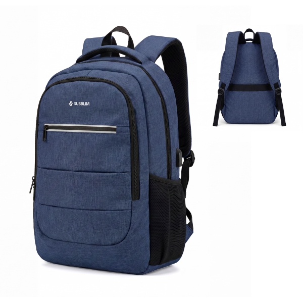 Subblim City Plus Mochila para Portátil 16" - Capacidad 26L - Resistente al agua - Puerto USB-C - Bolsillo Reflectante - Color Azul