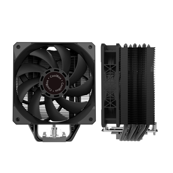 Coolbox H6 Black Disipador Multizocalo - 6 Heatpipes - 240W TDP - Ventilador 120mm - Velocidad Max. 2000rpm - Color Negro
