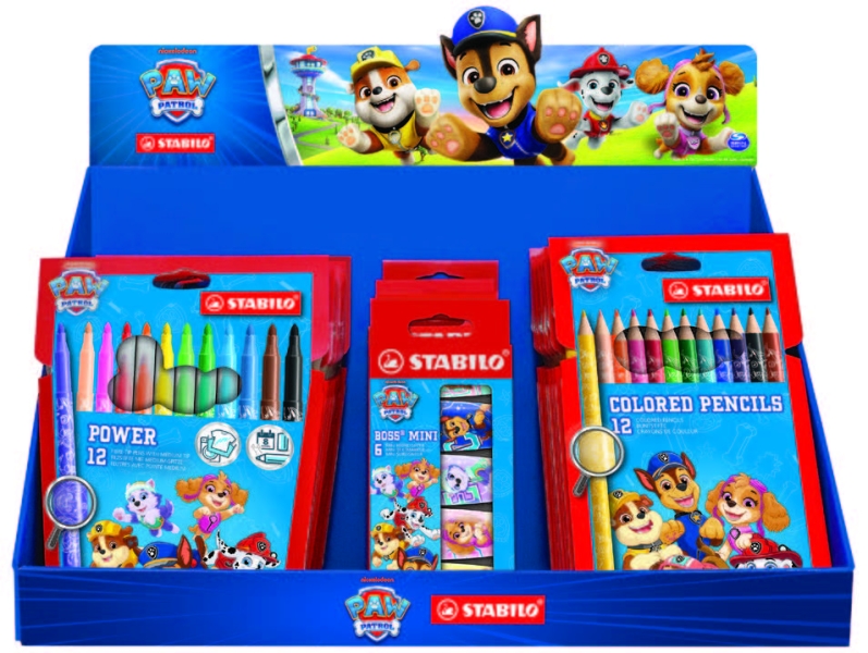 Stabilo Patrulla Canina Expositor de 26 Packs Variados para Colorear con Diseños de la Patrulla Canina - Lapices de Colores, Fluorescentes y Rotuladores - Colores Surtidos