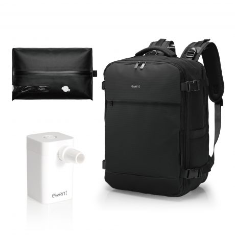 Ewent EW2540 Mochila para Portatil hasta 16,1" - Compartimento Para Zapatos - Bolsillo Antirrobo - USB-A y USB-C - Material Oxford Impermeable - Apertura Horizontal - Color Negro