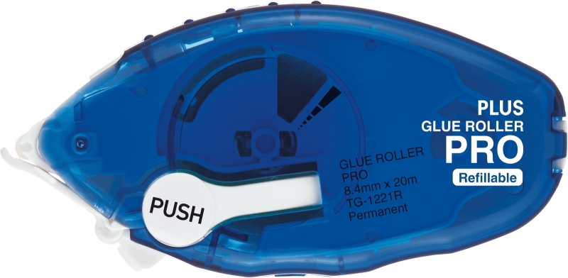 Plus Pro Roller Adhesivo Permanente 8.4mm x 20m - Recargable - Aplicacion Limpia - Preciso y Reciclable