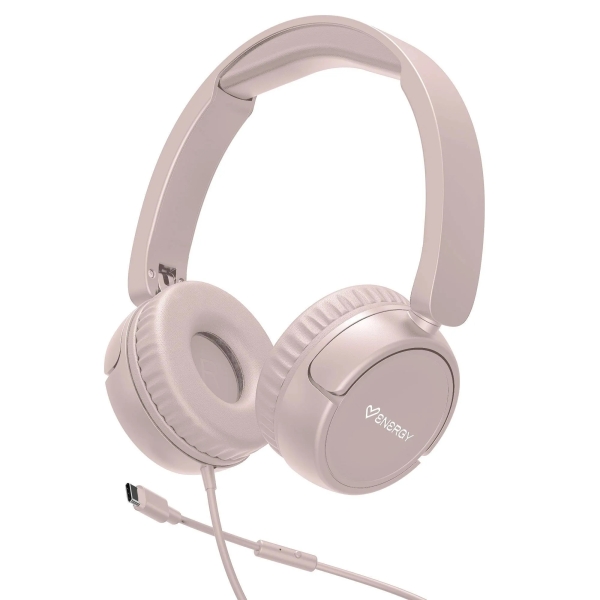 Energy Sistem Urban Auriculares con Cable - DeepBass - Diadema Extensible - Microfono Incorporado - Conexion USB-C - Color Rosa