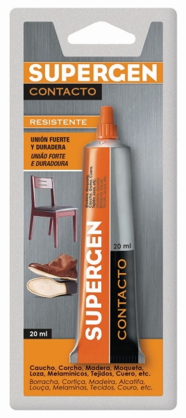 Supergen Contacto Pegamento 20ml - Secado Rapido - No Contiene Tolueno - Color Amarillo