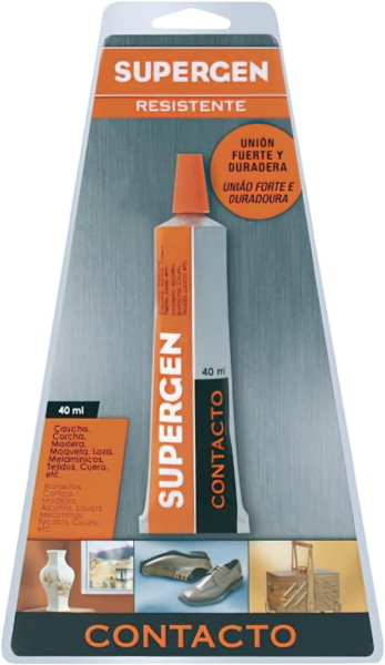 Supergen Contacto Pegamento 40ml - Secado Rapido - No Contiene Tolueno - Color Amarillo