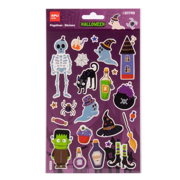 Apli Kids Esqueleto Pack con 22 Pegatinas de Halloween - Perfectas para Decorar Cuadernos, Agendas, etc...