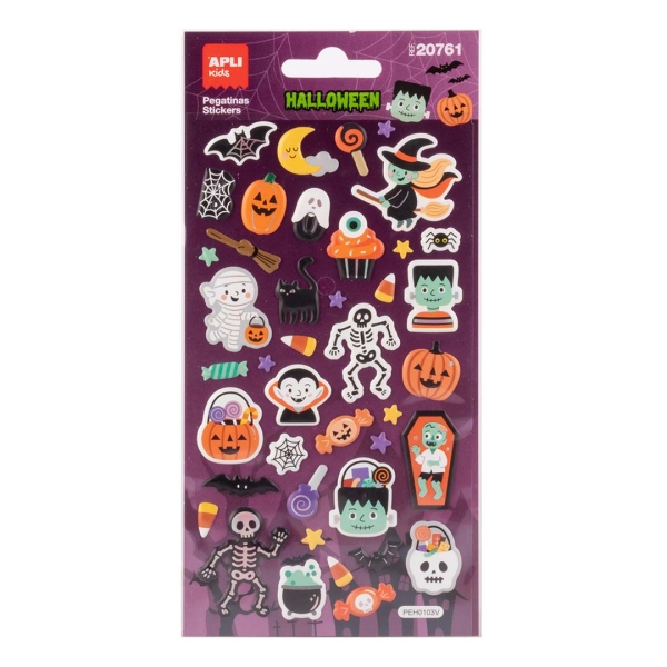 Apli Kids Frankie Pack con 50 Pegatinas de Halloween - Perfectas para Decorar Cuadernos, Agendas, etc...