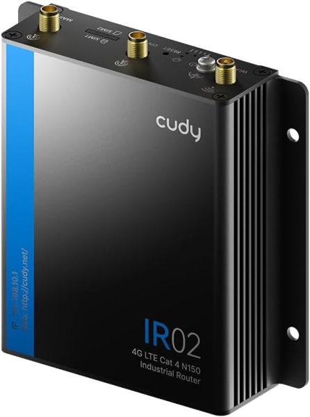 Cudy IR02_EU Router Industrial WiFi N150 4G LTE CAT 4 -  2 Ranuras SIM - 2 Puertos LAN - Montaje en Pared - Color Negro