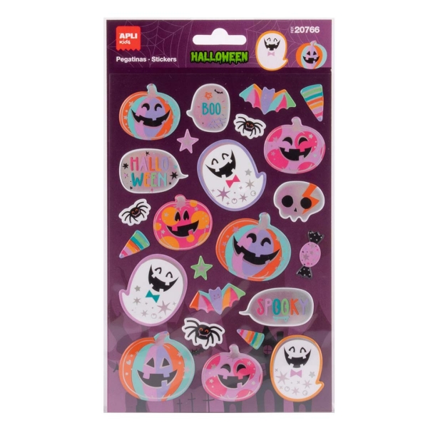 Apli Kids Calabaza Rosa Pack con 24 Pegatinas de Halloween - Perfectas para Decorar Cuadernos, Agendas, etc...