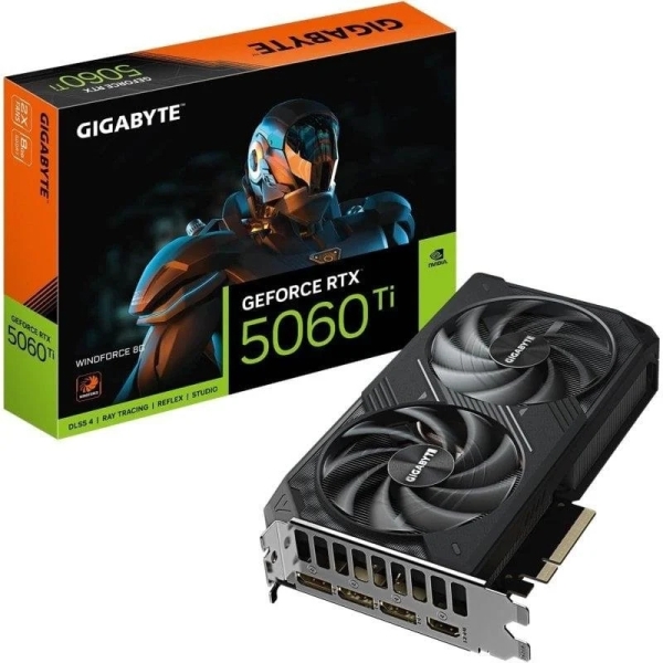 Gigabyte GeForce RTX 5060 TI Tarjeta Grafica WINDFORCE 8GB GDDR7 - 3x DP, HDMI