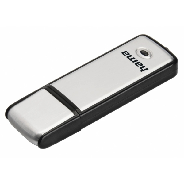 Hama Fancy Memoria Pendrive USB 2.0 con Tapa - 64GB de Capacidad - 10Mb/s de Transferencia - Aluminio Cepillado - Color Negro y Plata