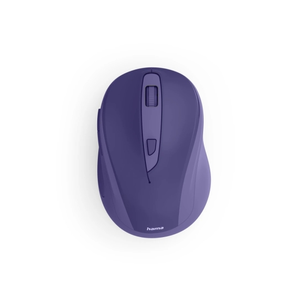 Hama WM-400 Raton Optico Inalambrico para Diestros 1600dpi - Ergonomico - Rango 10m - 6 Botones - USB-A RF 2.4GHz - Silencioso - 6.5x4.2x9.6cm - Color Purpura